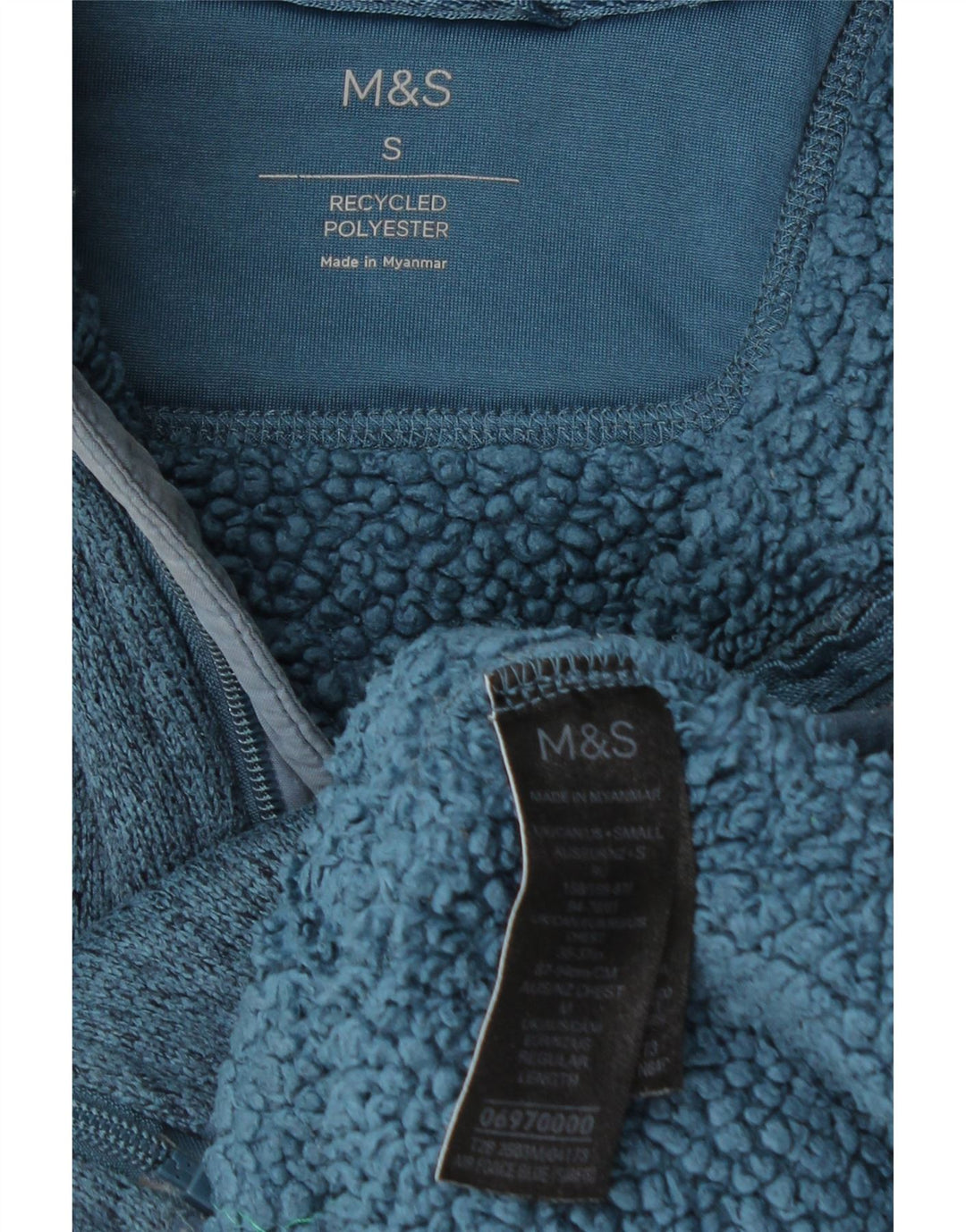 Jaqueta masculina de agasalho Marks & Spencer, pequena, azul, manchada, poliéster