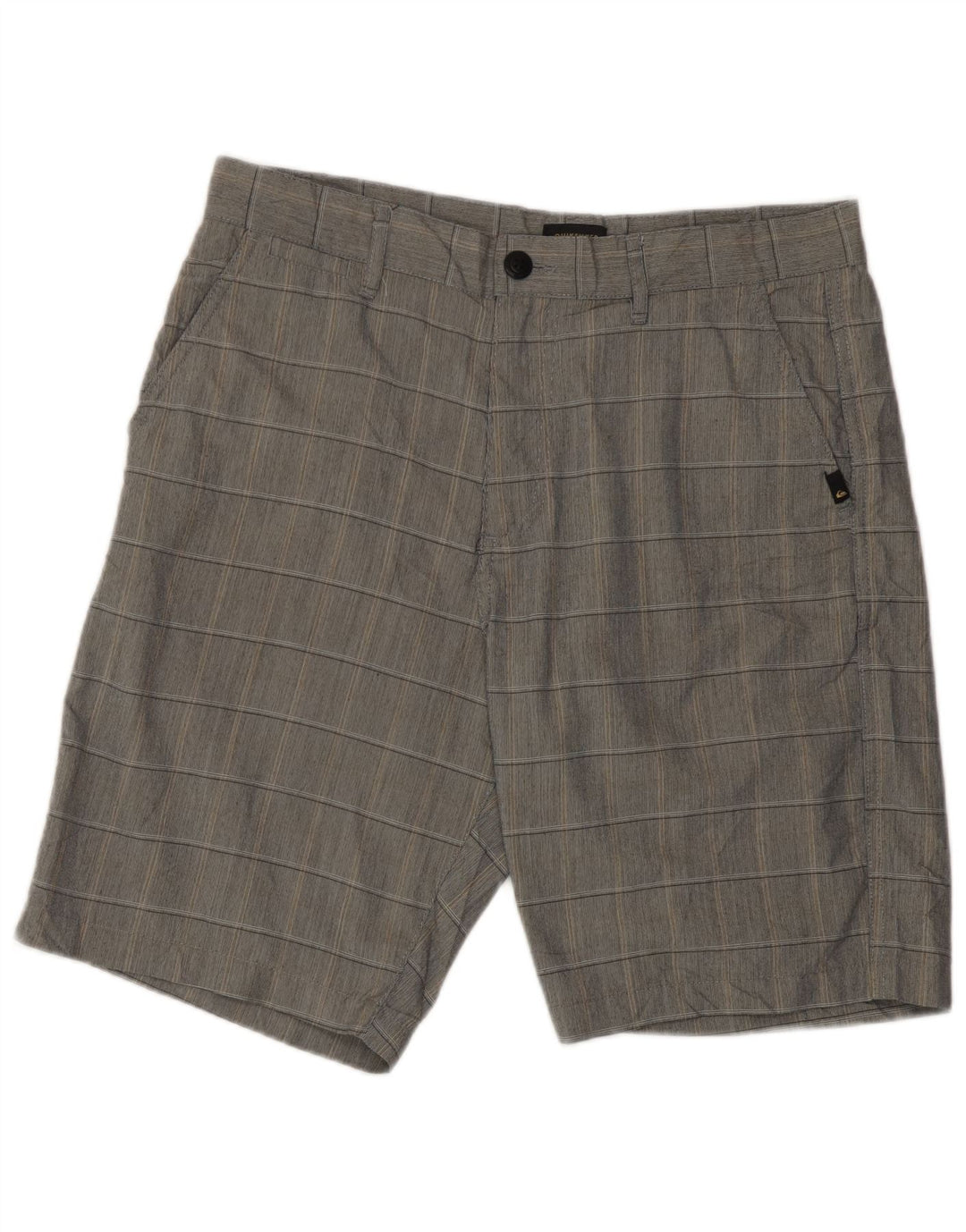 Quiksilver Mens Regular Fit Chino Shorts W32 Poliéster Xadrez Cinza Médio
