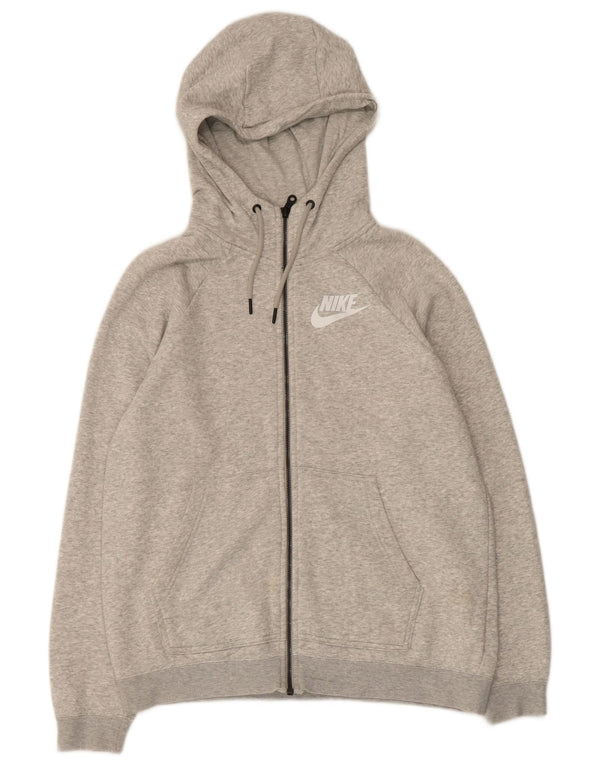 Suéter Nike feminino com capuz e zíper UK 14 algodão cinza médio