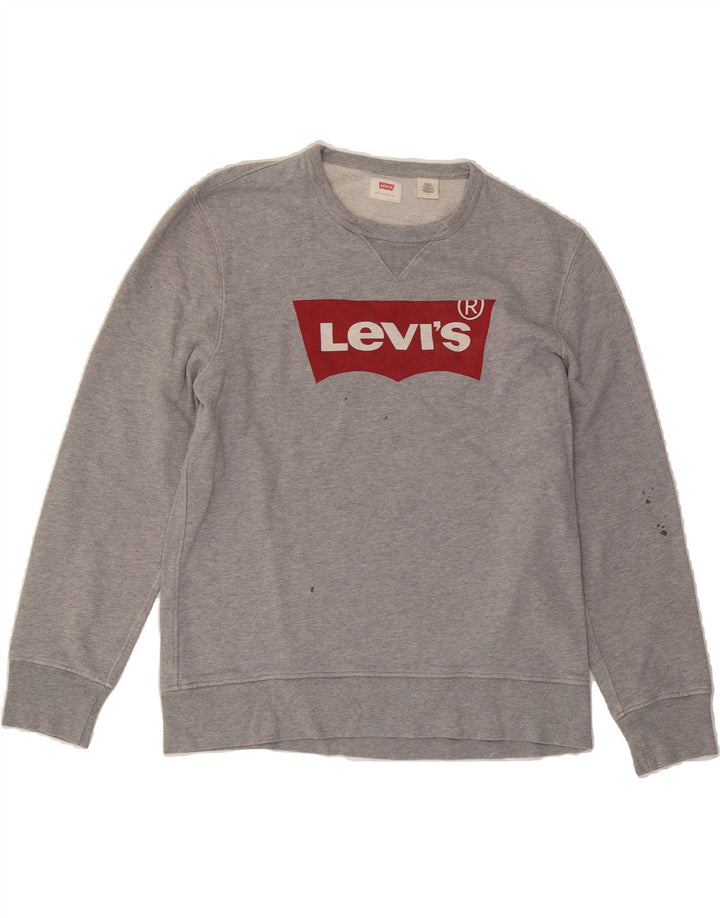 LEVI'S Mens Graphic Sweatshirt Jumper Medium Grey Cotton Vintage Levi's and Second-Hand Levi's from Messina Hembry 