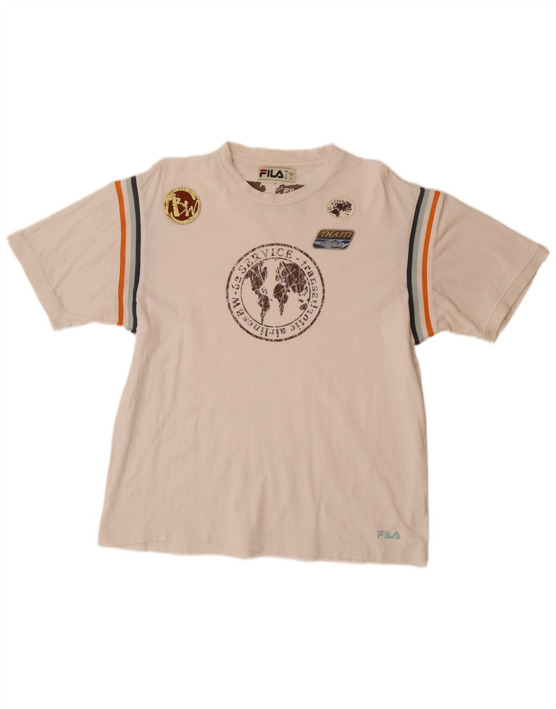 Camiseta masculina gráfica FILA Top grande de algodão branco