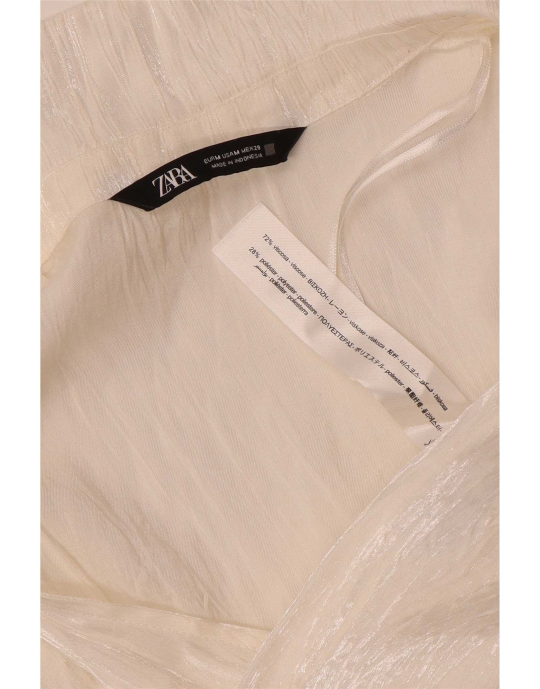 Blusa feminina de manga comprida Zara Top UK 12 viscose branca média