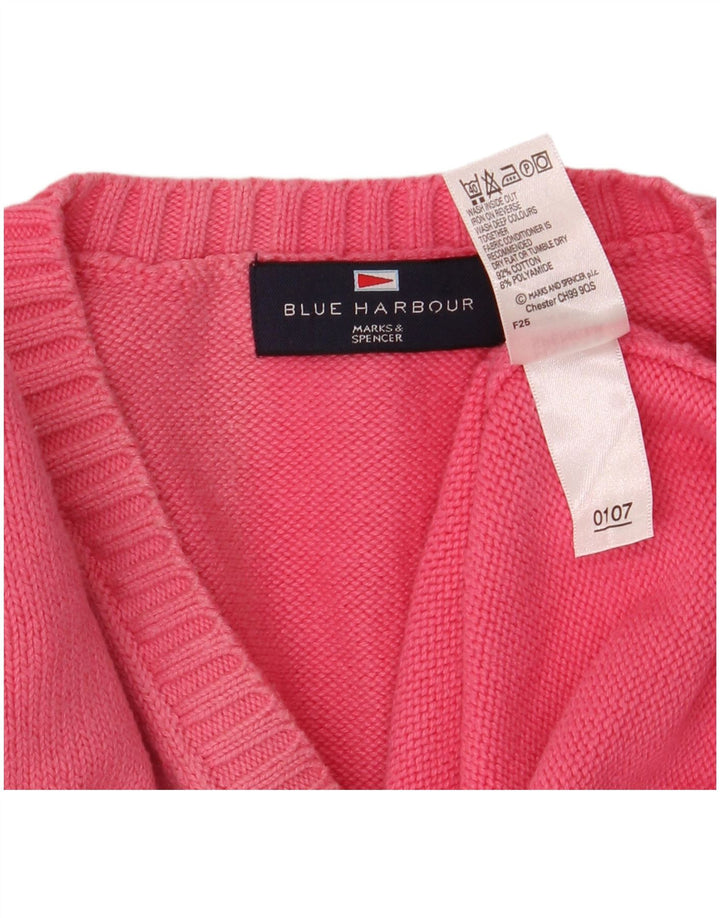 Suéter masculino MARKS & SPENCER Blue Harbor com decote em V grande algodão rosa