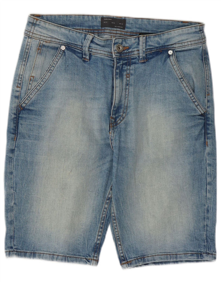 Zara Mens Denim Shorts EU 38 Pequeno W30 Azul Algodão