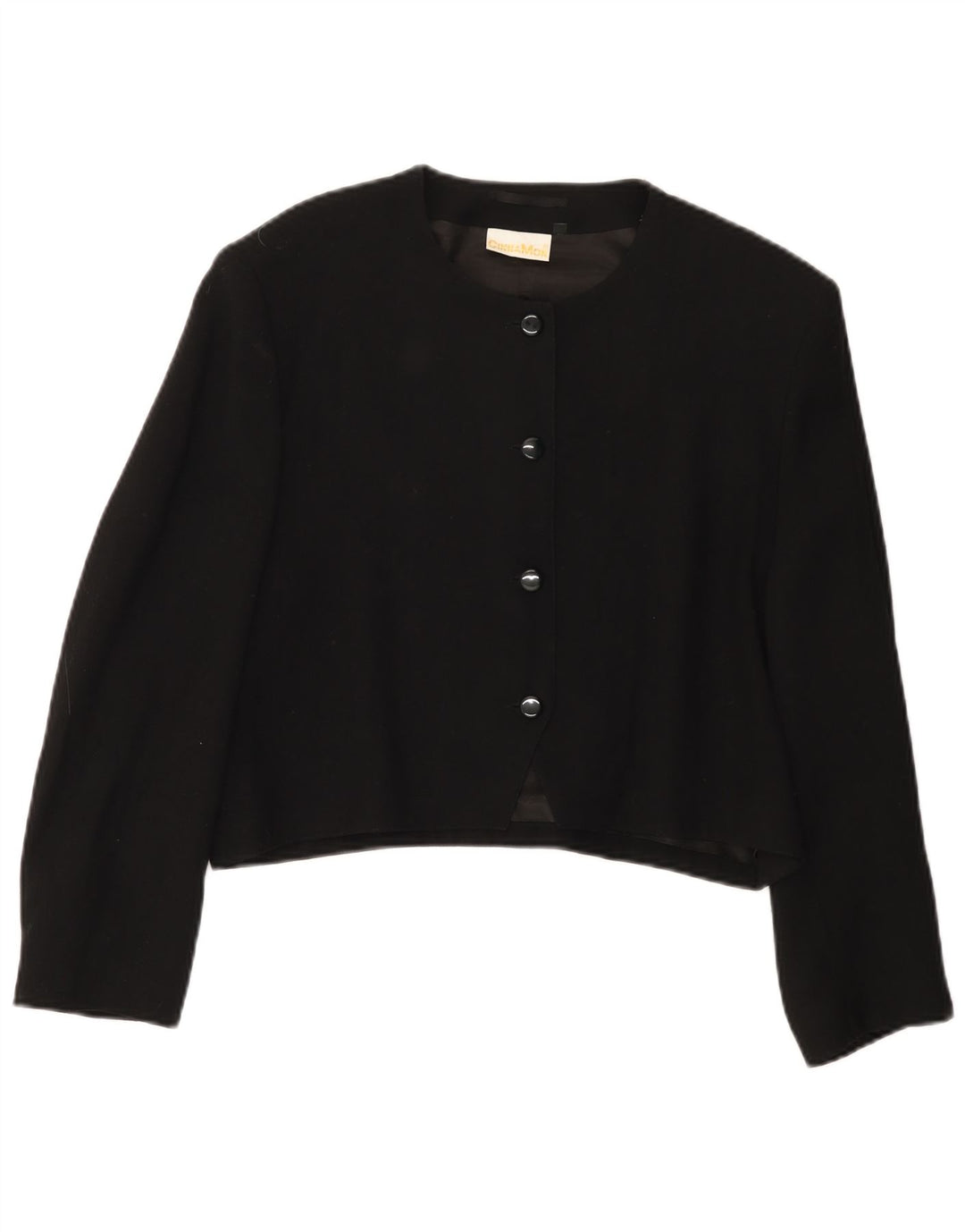 Jaqueta blazer feminina canelada com 4 botões e manga 3/4 EU 38 médio preto