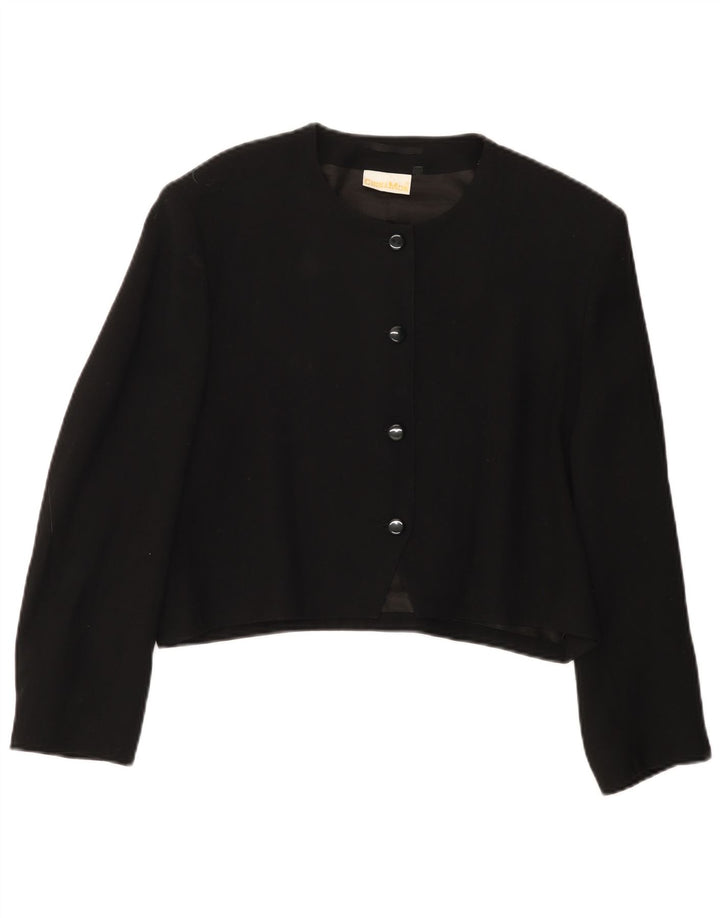 Jaqueta blazer feminina canelada com 4 botões e manga 3/4 EU 38 médio preto