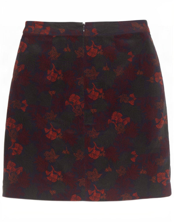 Saia feminina de veludo Seasalt UK 10 pequena W28 algodão floral multicolorido
