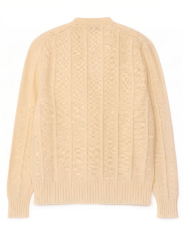 Suéter cardigã feminino vintage Reino Unido 14 médio off white mohair
