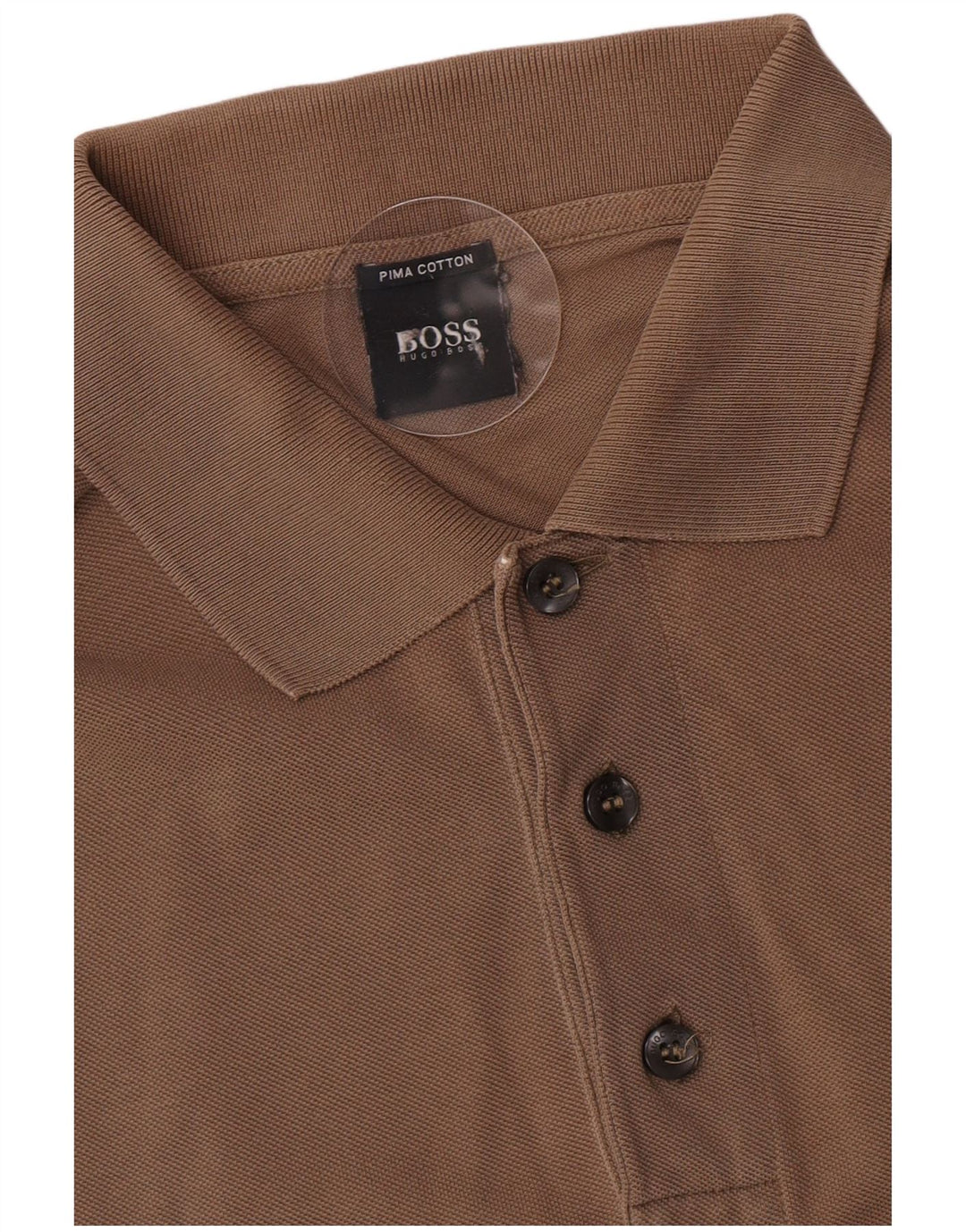 Camisa pólo masculina Hugo Boss pequena algodão marrom