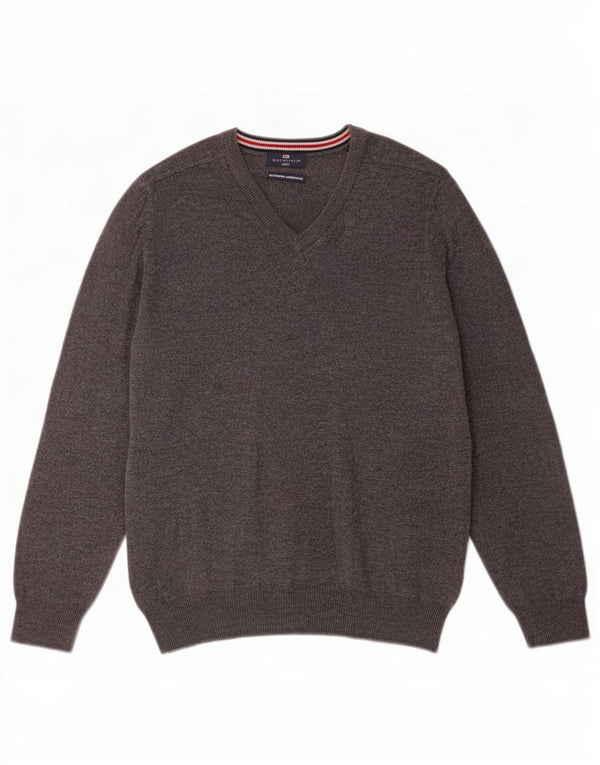 Suéter masculino Marks & Spencer Blue Harbor com decote em V cinza médio