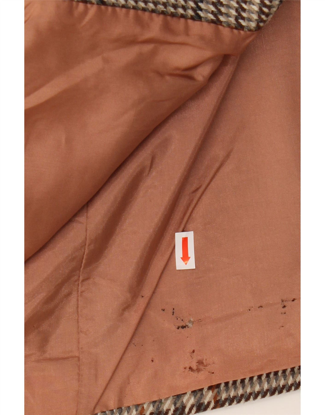 Jaqueta blazer feminina vintage com 1 botão Reino Unido 20 2XL lã xadrez marrom