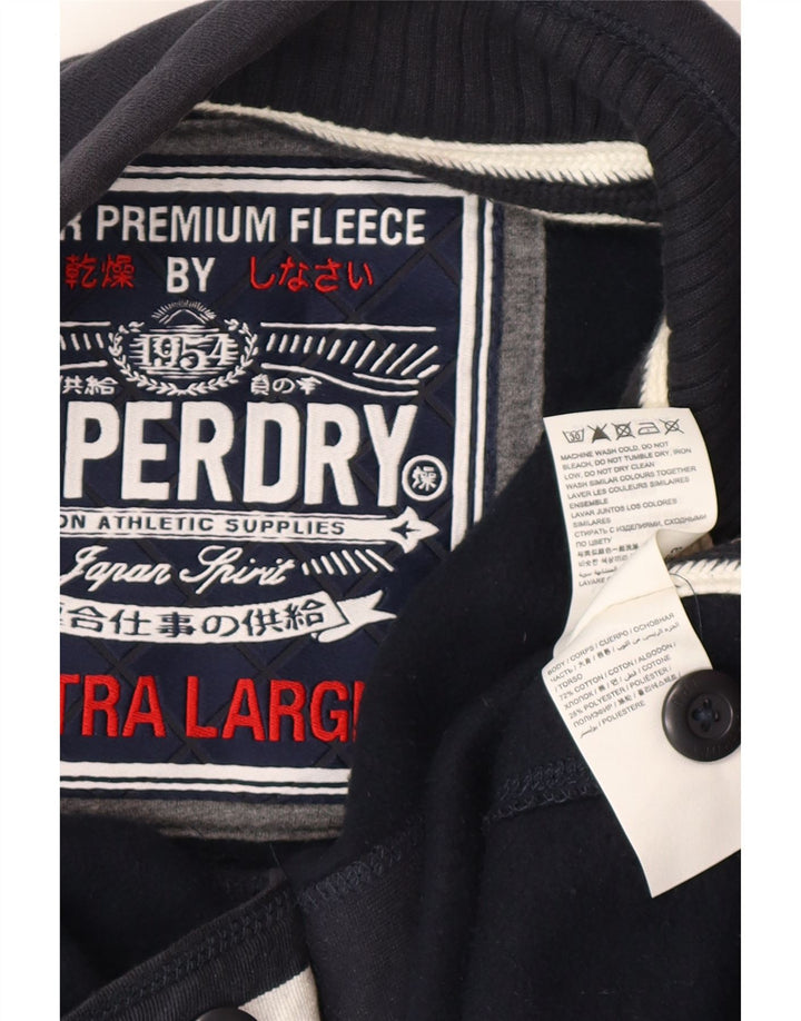 Superdry moletom masculino com gola com botão gráfico jumper XL azul marinho algodão