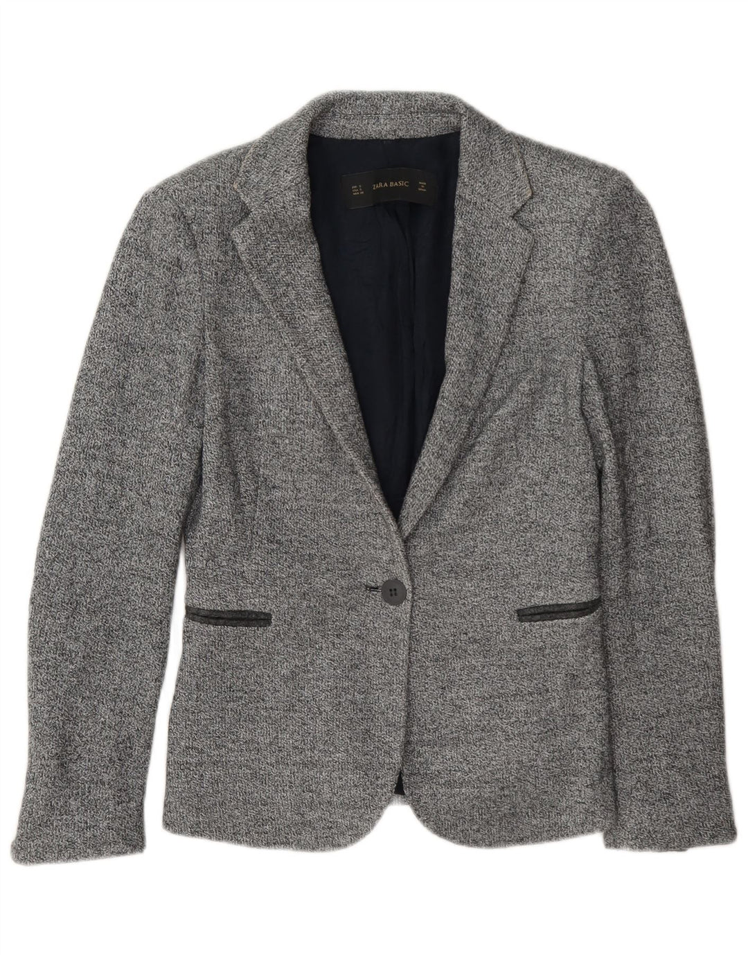 Jaqueta blazer feminina Zara com 1 botão UK 10 pequena cinza manchada
