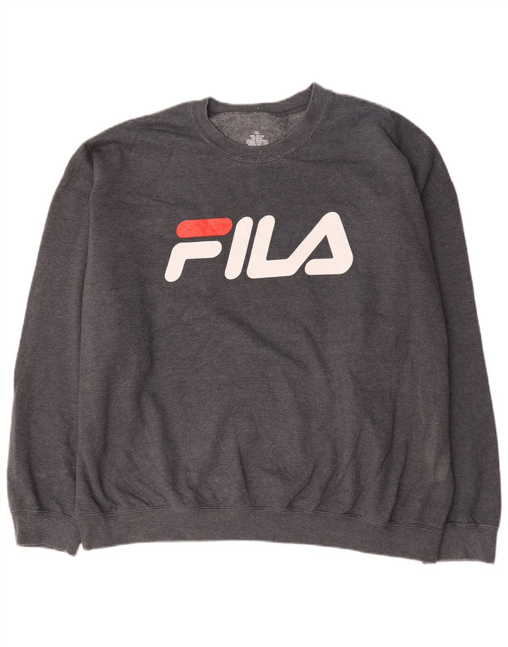 Fila moletom gráfico masculino jumper 2XL algodão cinza