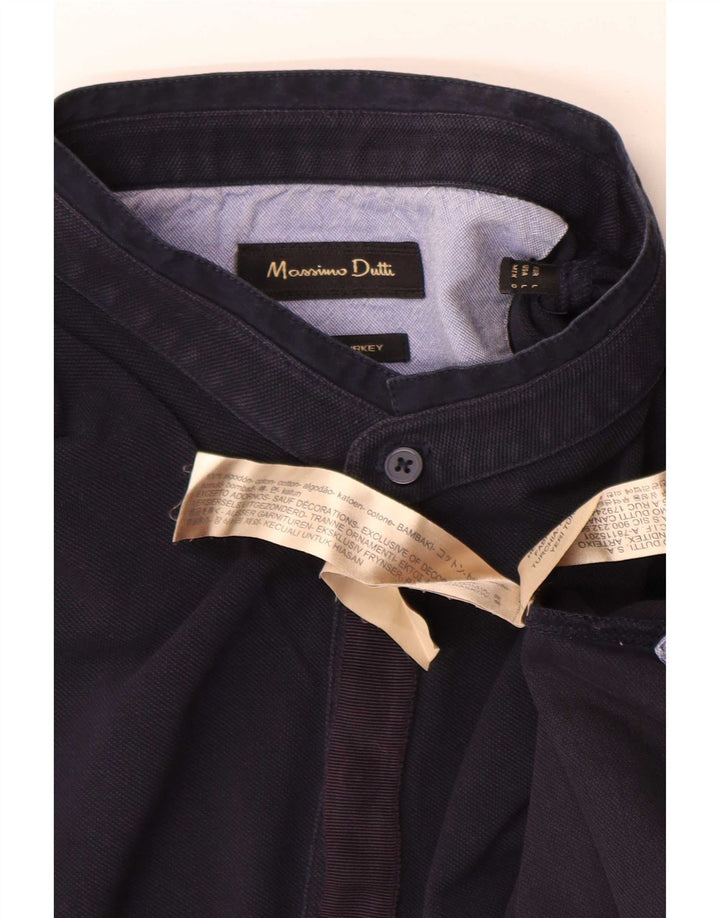 Camisa polo masculina Massimo Dutti grande algodão azul marinho