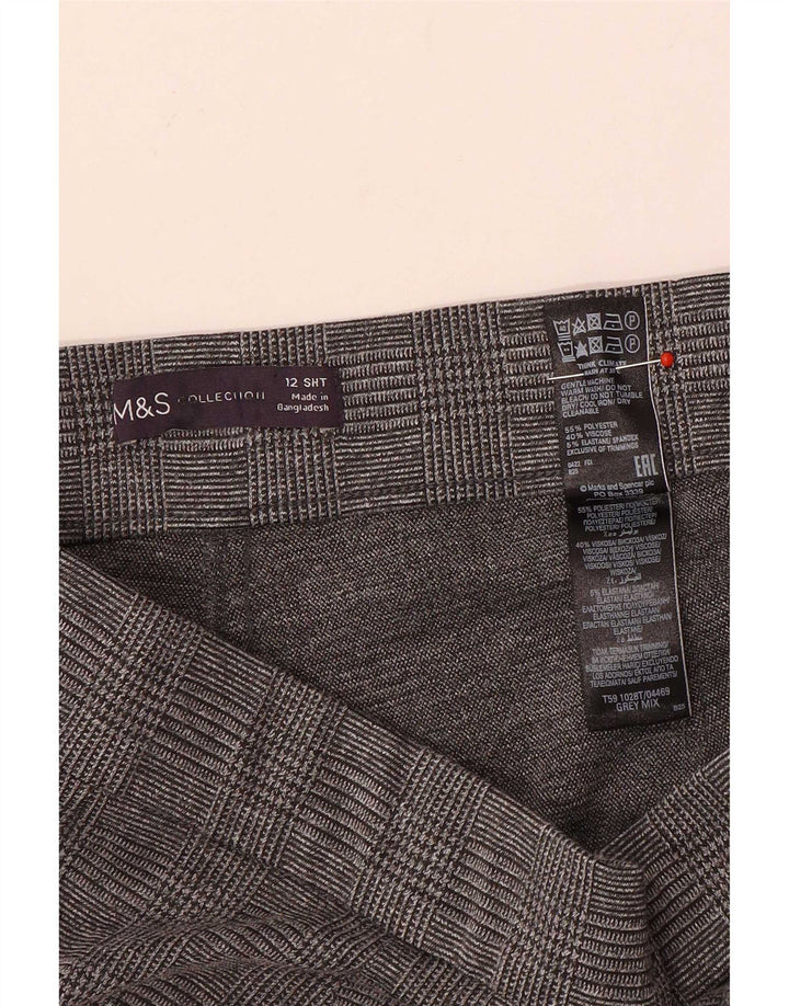Calças cortadas femininas Marks & Spencer UK 12 médio W30 L25 cinza