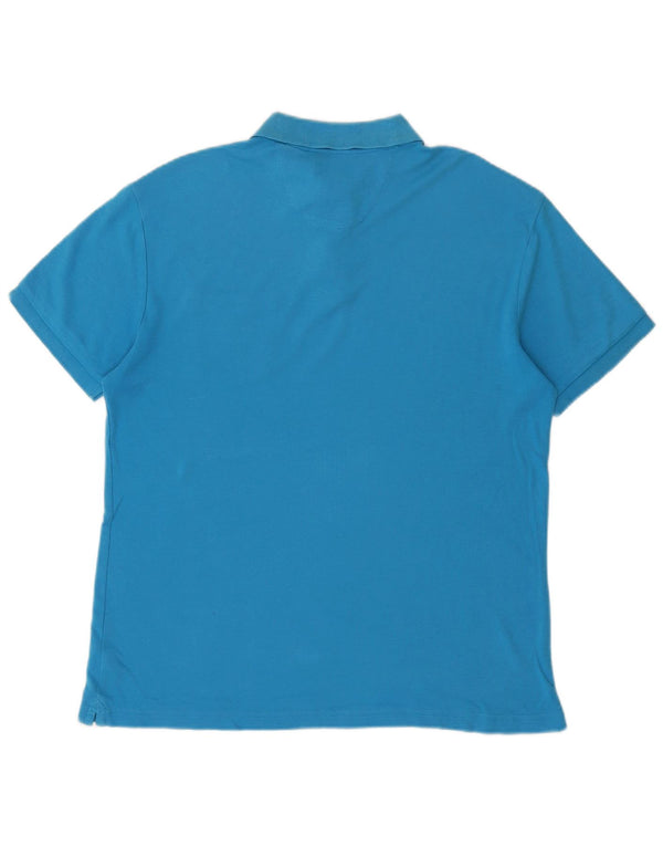 Camisa polo masculina CHAPS Custom Fit algodão azul médio