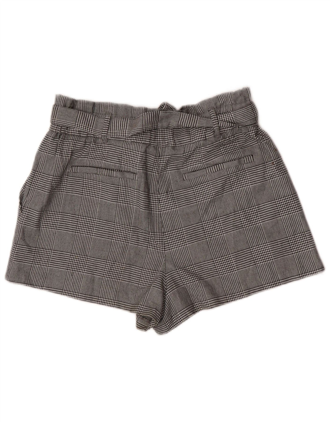 Zara Shorts Chino Feminino Cintura Alta Grande W30 Cinza Houndstooth Poliéster