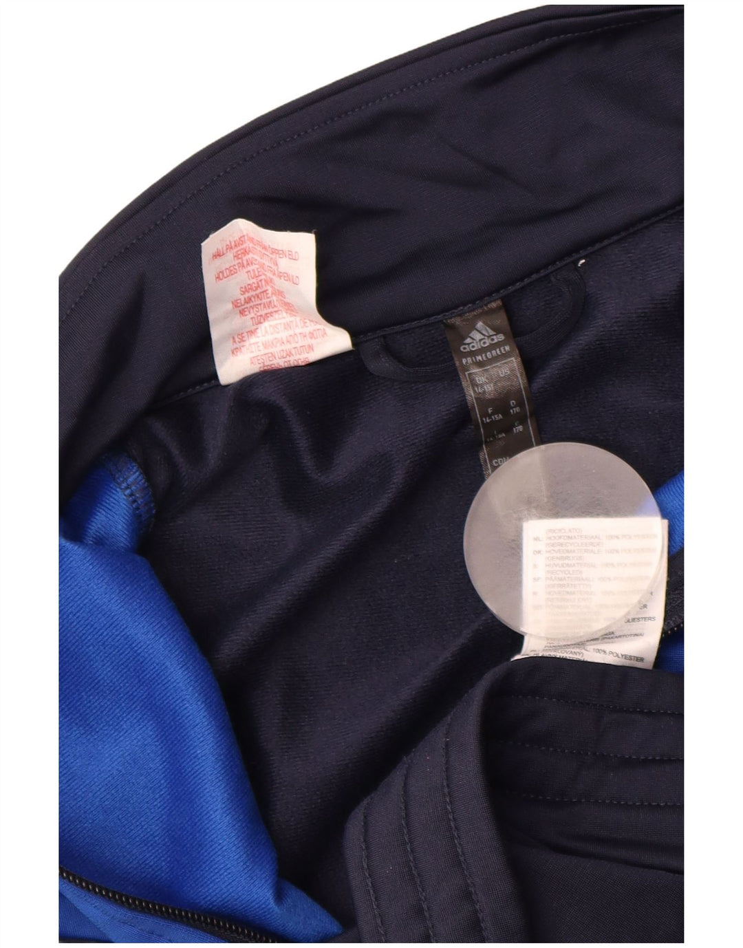 ADIDAS Meninos Tracksuit Top Jacket 14-15 Anos Azul Marinho Colourblock