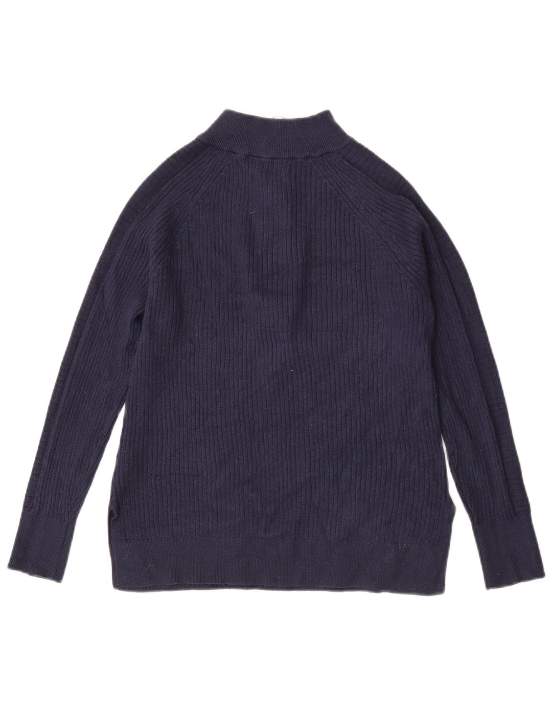 Suéter feminino Marks & Spencer com zíper e gola redonda Reino Unido 10 pequeno azul marinho