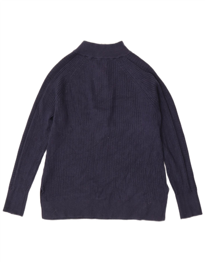 Suéter feminino Marks & Spencer com zíper e gola redonda Reino Unido 10 pequeno azul marinho