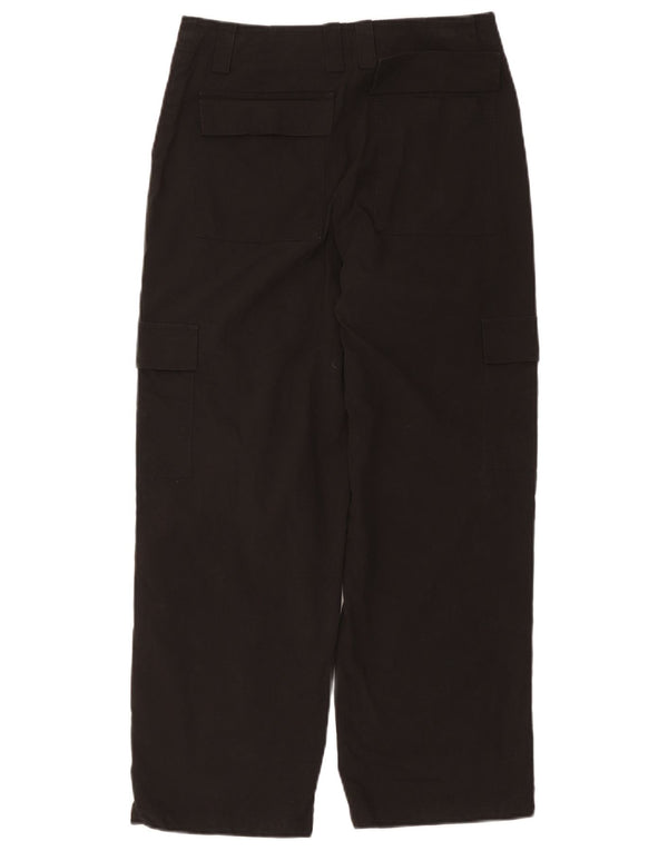 Zara Calça feminina reta cargo cortada pequena W26 L25 algodão preto