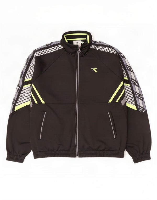 Diadora Mens Tracksuit Top Jacket UK 46 2XL Preto Colourblock Poliéster