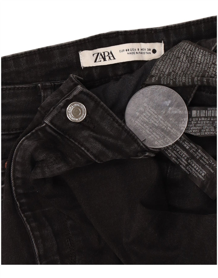 Zara Calça Jeans Feminina Flared EU 40 Médio W30 L30 Algodão Preto