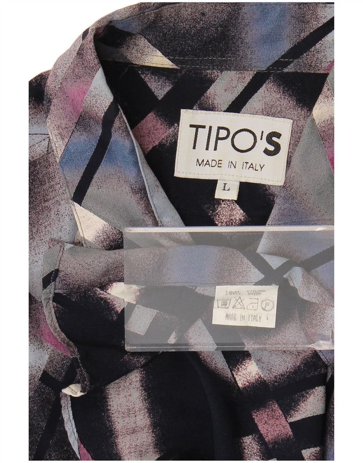 Camisa masculina Tipo' S grande viscose geométrica multicolorida