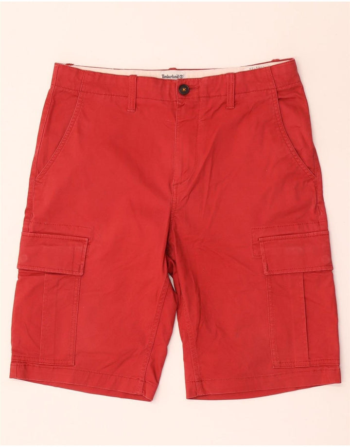 Timberland Mens Relaxed Fit Cargo Shorts W31 Médio Algodão Vermelho