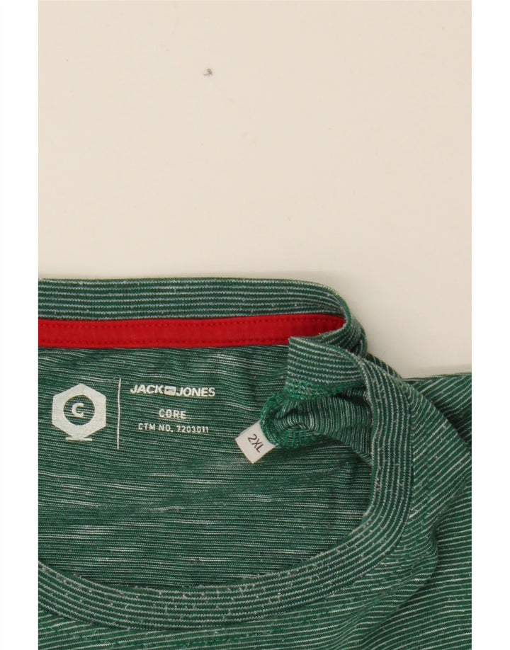 JACK & JONES Mens Core Graphic T-Shirt Top 2XL Green Flecked Cotton Vintage Jack & Jones and Second-Hand Jack & Jones from Messina Hembry 