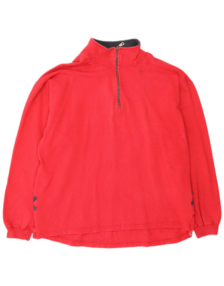 WHITE STUFF Mens Loose Fit Gráfico Zip Neck Moletom Jumper XL Vermelho