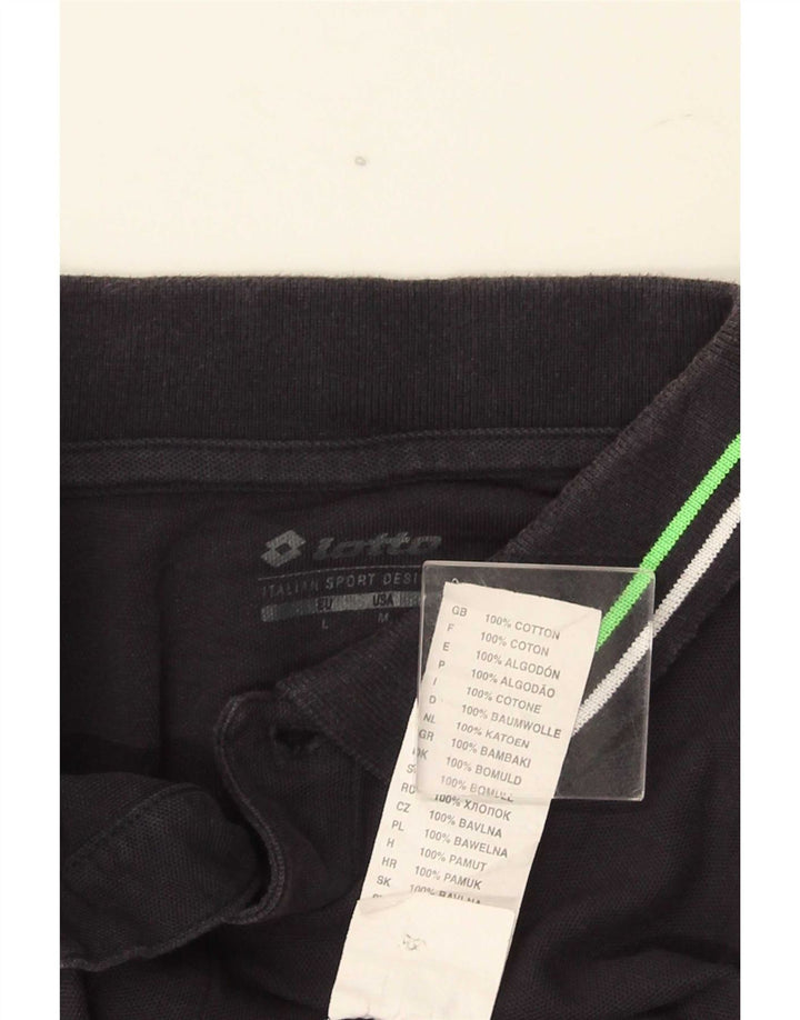 Camisa polo masculina Lotto de algodão listrado preto médio