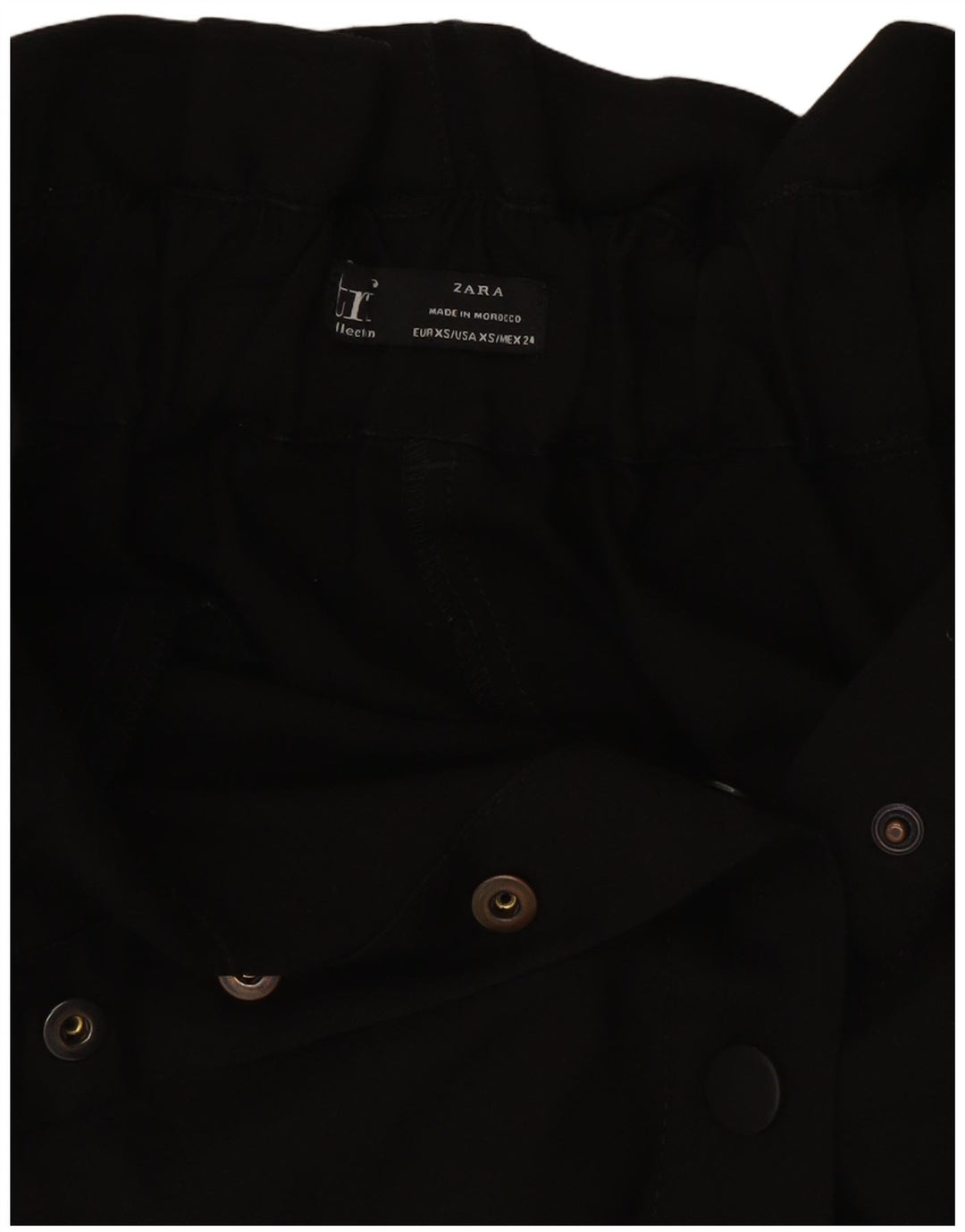Zara Mini saia feminina de cintura alta XS W24 poliéster preto