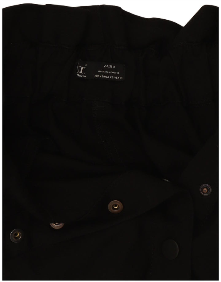 Zara Mini saia feminina de cintura alta XS W24 poliéster preto
