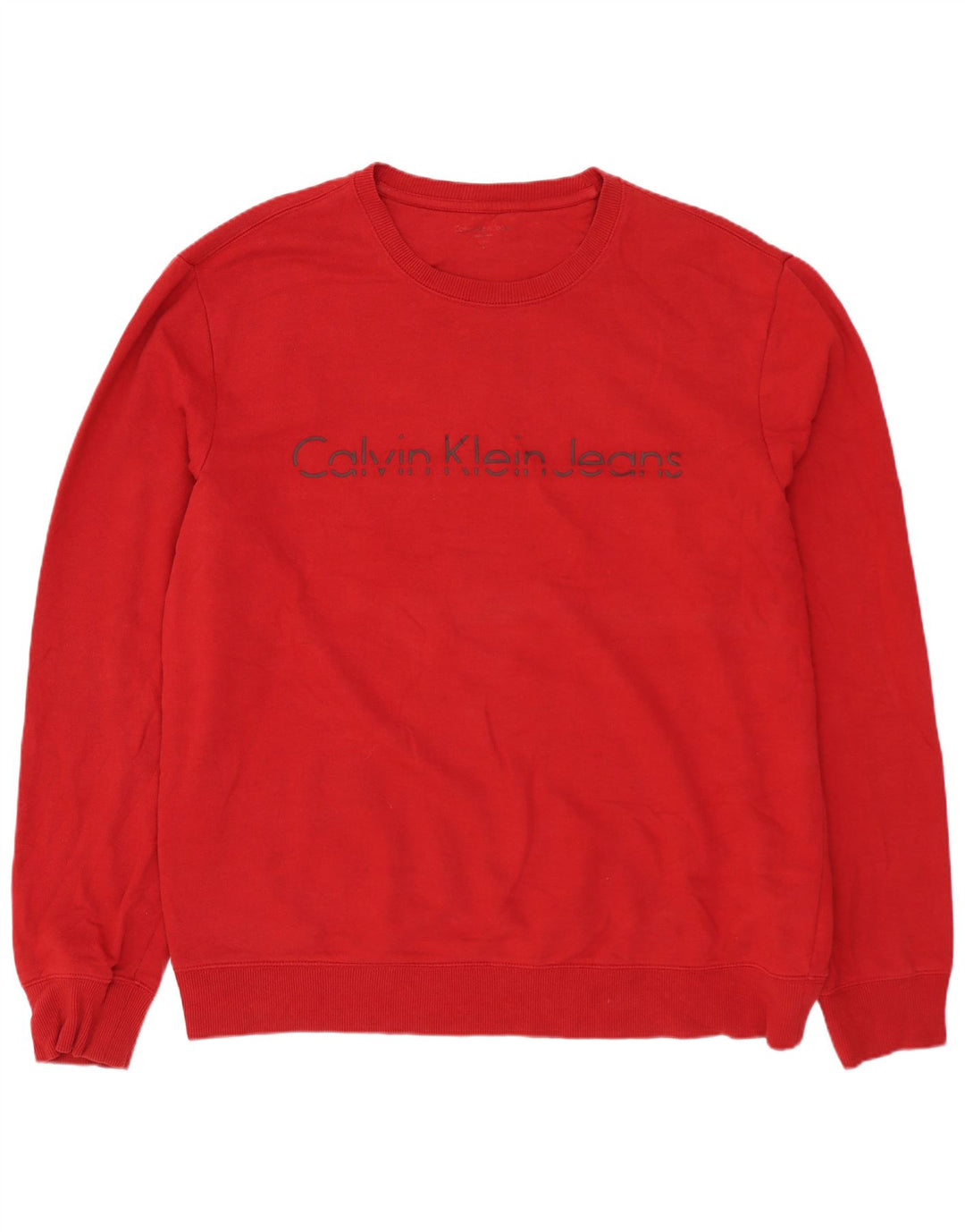 CALVIN KLEIN JEANS Moletom gráfico masculino Jumper XL de algodão vermelho