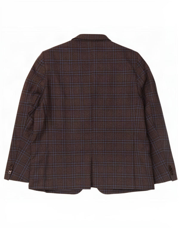 Jaqueta blazer masculina Louis Copeland com 2 botões UE 50 grande xadrez marrom