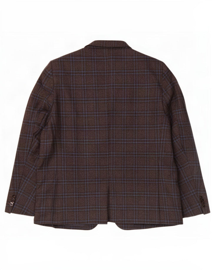 Jaqueta blazer masculina Louis Copeland com 2 botões UE 50 grande xadrez marrom