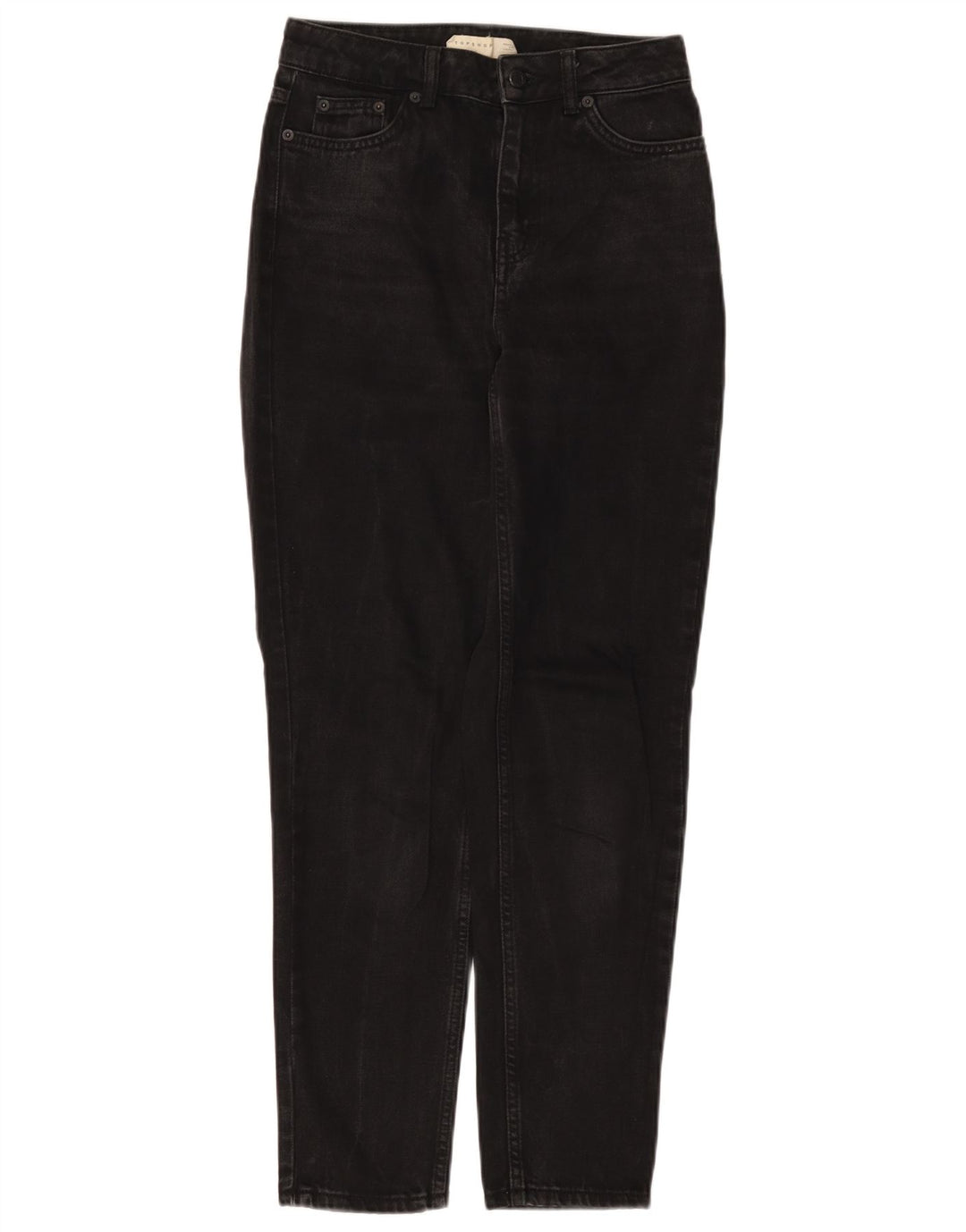Calça jeans feminina TOPSHOP Mom Tapered W25 L29 algodão preto