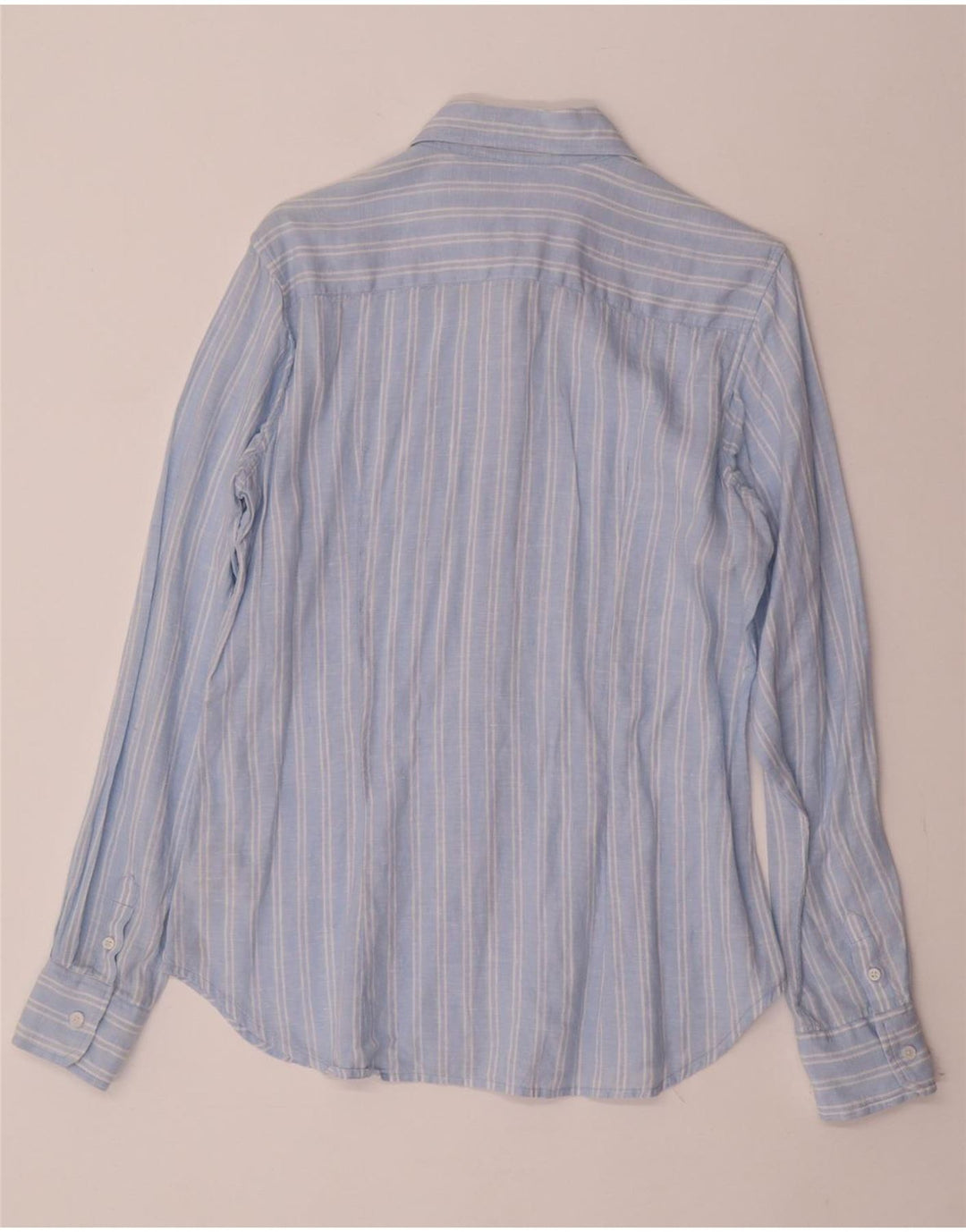 Camisa feminina TOMMY HILFIGER Classic Fit US 12 grande linho listrado azul