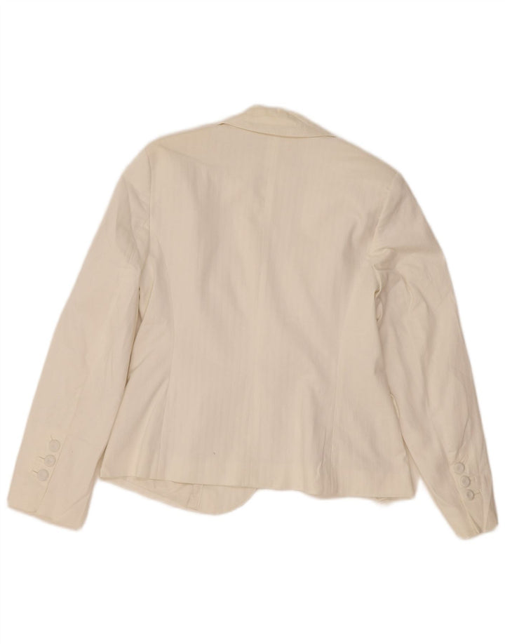 Jaqueta blazer feminina de 2 botões Marks & Spencer Reino Unido 12 algodão branco médio