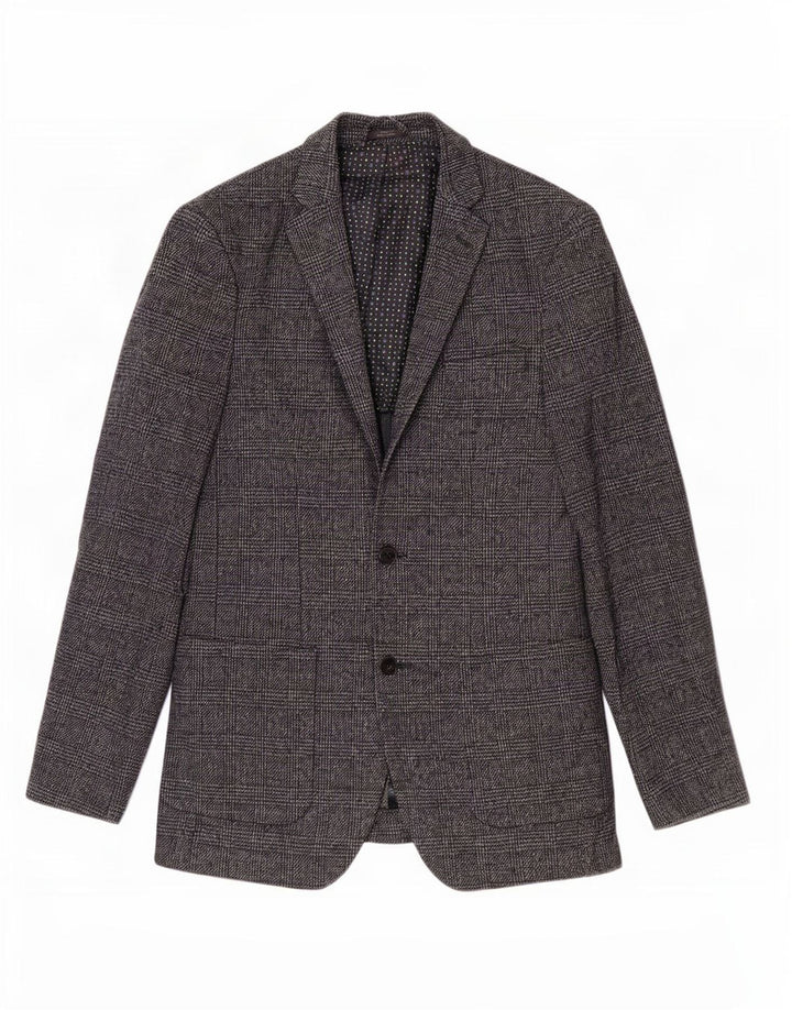 Jaqueta blazer masculina de 2 botões Marks & Spencer Reino Unido 36 pequena xadrez azul marinho