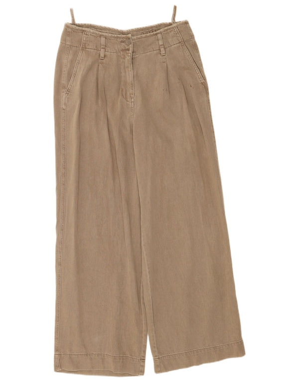Calça chino feminina Marks & Spencer com perna larga Reino Unido 12 médio W30 L29 bege