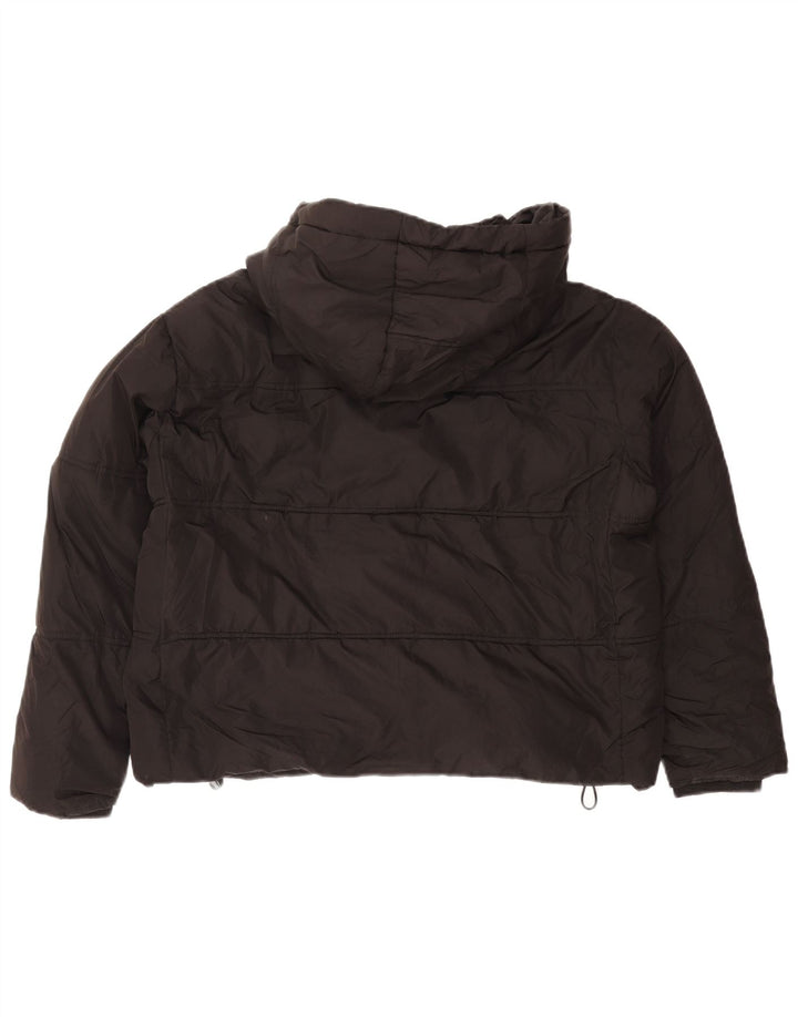 Jaqueta acolchoada com capuz grande Zara para mulher UK 10 poliéster preto pequeno