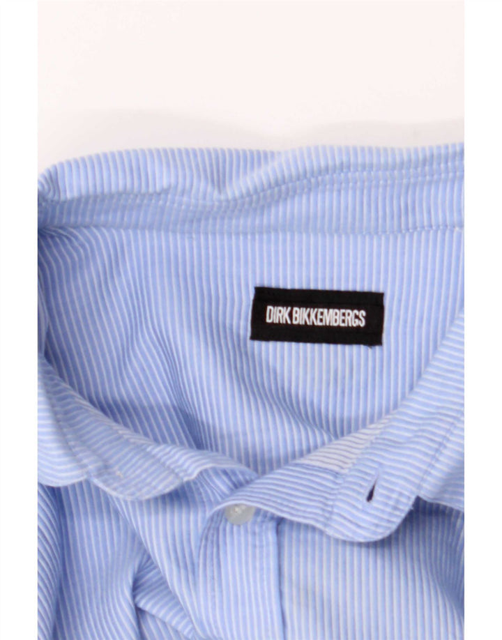 Dirk Bikkembergs Camisa masculina risca de giz azul médio