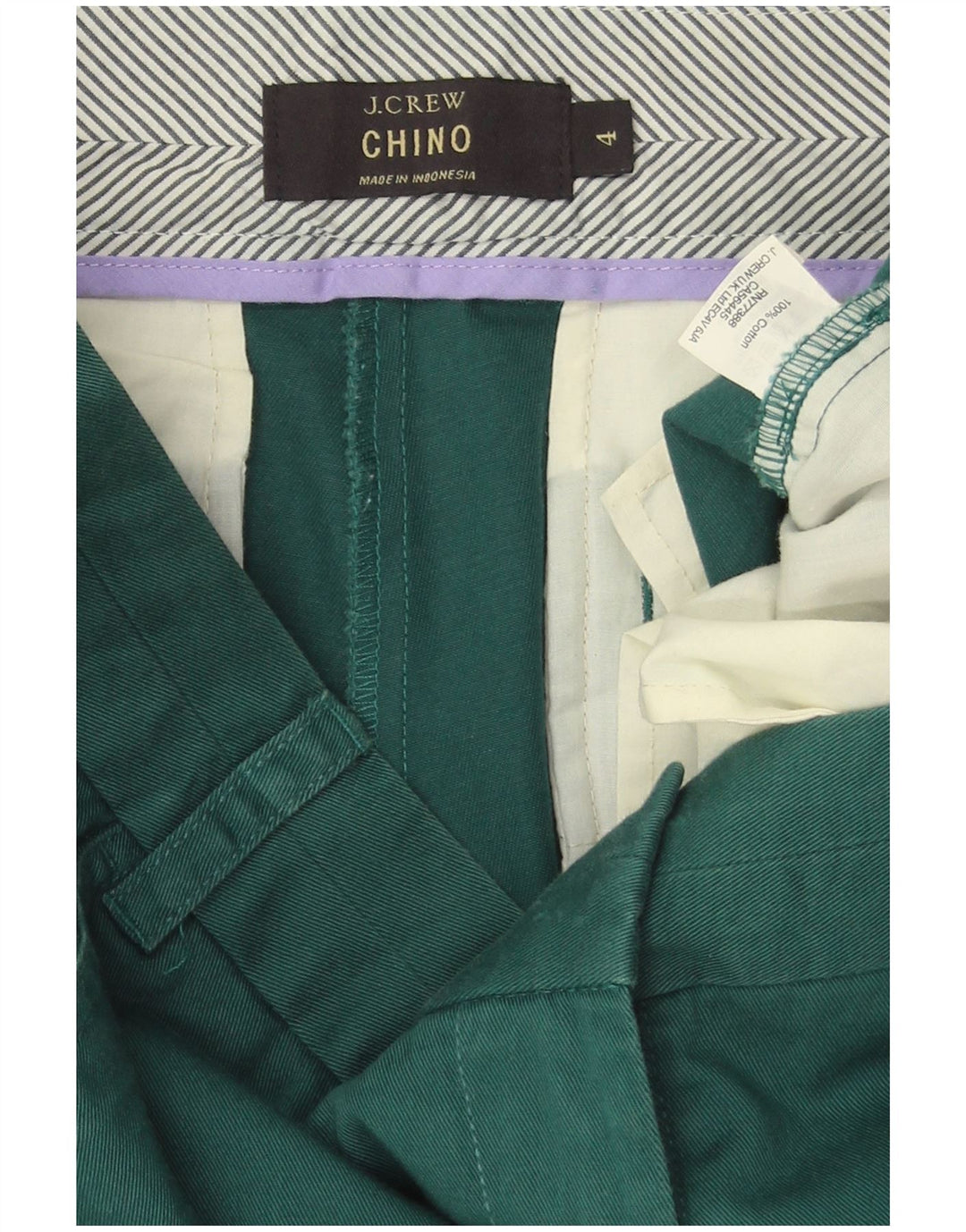 J. CREW Shorts Chino feminino US 4 pequeno W32 algodão verde