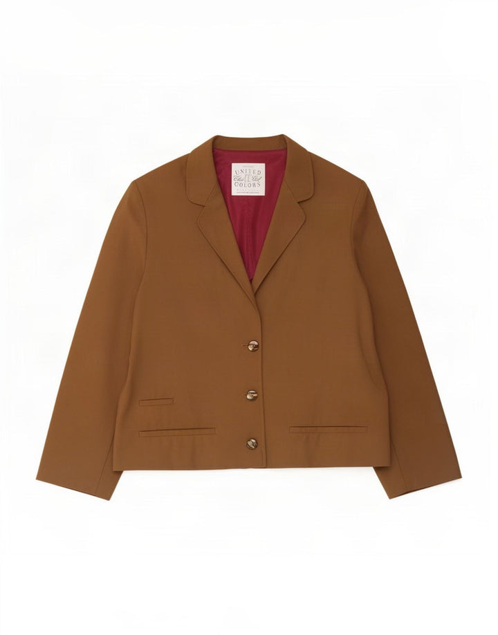 Jaqueta Blazer Feminina Benetton com 3 Botões Reino Unido 16 Grande Caqui