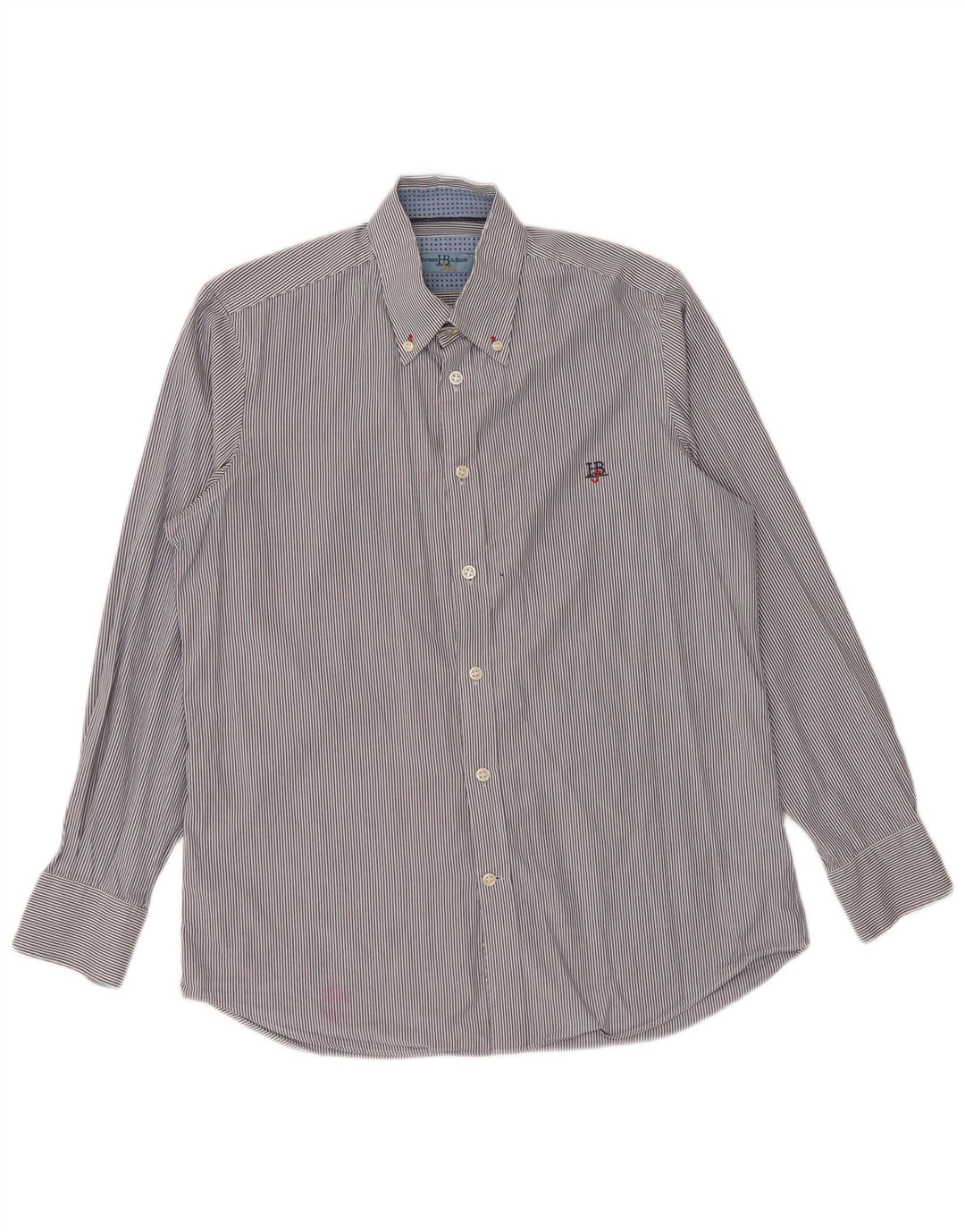 Camisa masculina Harmont & Blaine pequena listrada azul de algodão