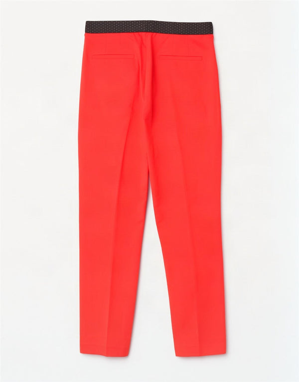 Zara Calça feminina slim cortada grande W30 L26 algodão colorblock vermelho