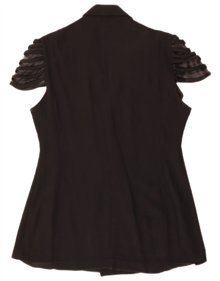 Jaqueta blazer feminina vintage de manga curta com 1 botão IT 48 XL acetato preto